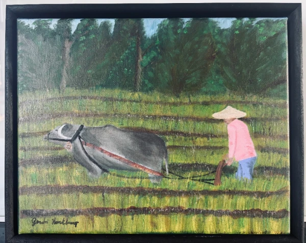 karbouw en boer - Foto 1